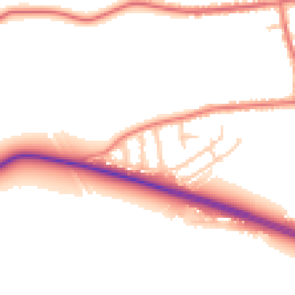 Daytime road noise heatmap for PR9 8AU