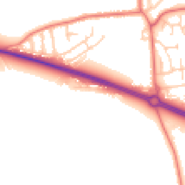 Daytime road noise heatmap for PR9 8BN