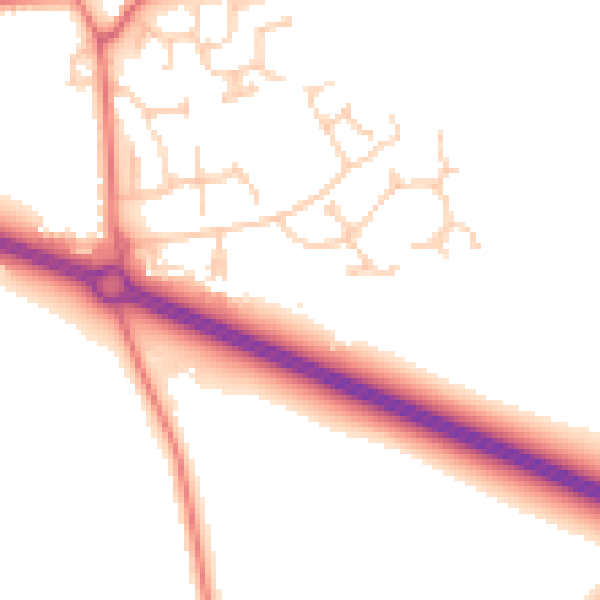 Daytime road noise heatmap for PR9 8BP