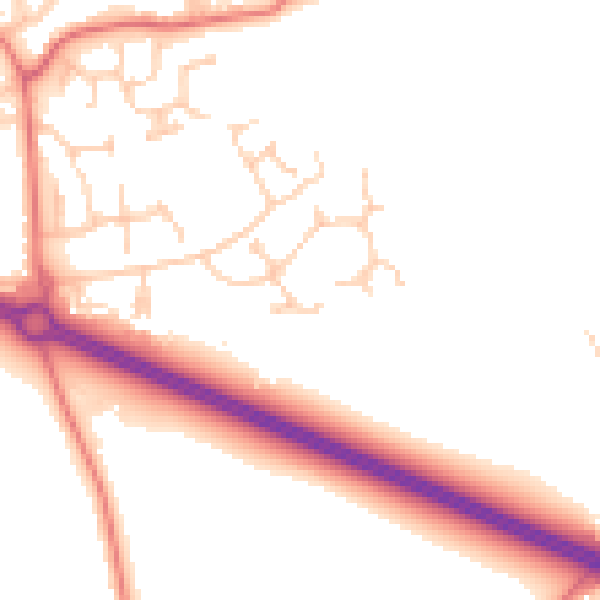 Daytime road noise heatmap for PR9 8FF