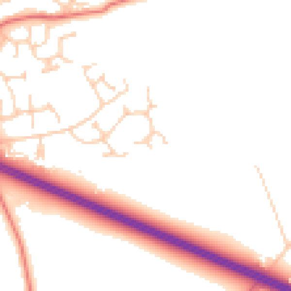 Daytime road noise heatmap for PR9 8FG