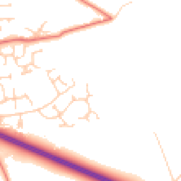 Daytime road noise heatmap for PR9 8FH