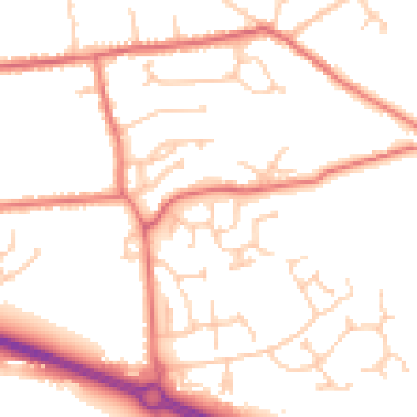 Daytime road noise heatmap for PR9 8FN