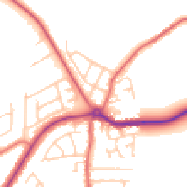 Daytime road noise heatmap for PR9 8JS