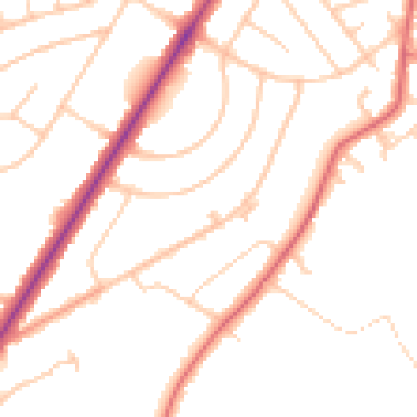 Daytime road noise heatmap for PR9 8QY