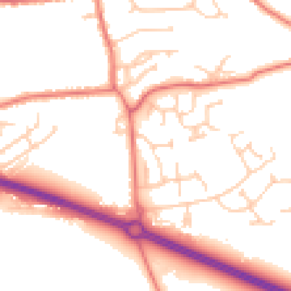 Daytime road noise heatmap for PR9 8RF