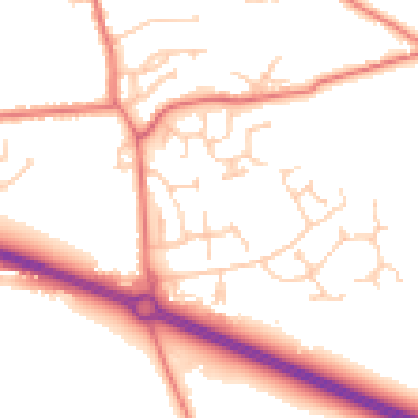 Daytime road noise heatmap for PR9 8RU