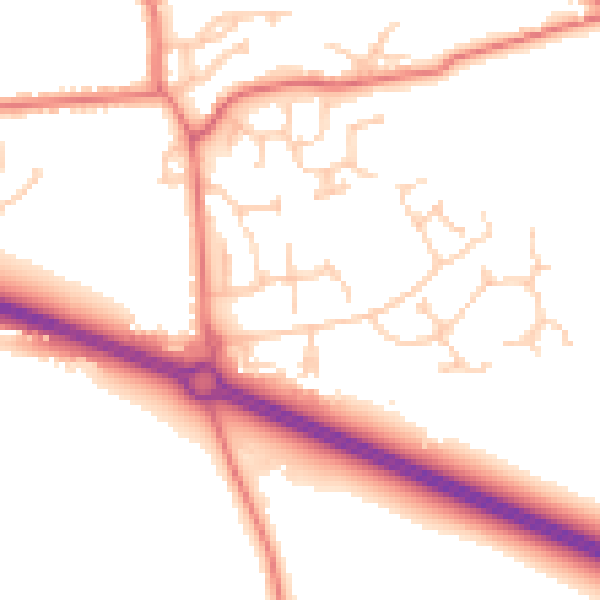 Daytime road noise heatmap for PR9 8RX