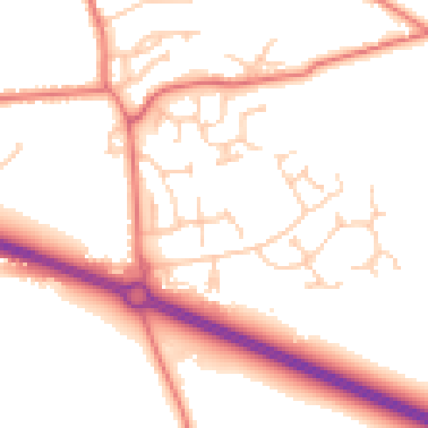 Daytime road noise heatmap for PR9 8RY