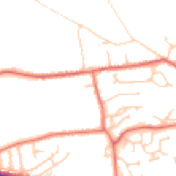 Daytime road noise heatmap for PR9 8SB
