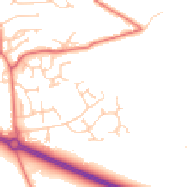 Daytime road noise heatmap for PR9 8SL