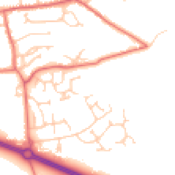 Daytime road noise heatmap for PR9 8SN