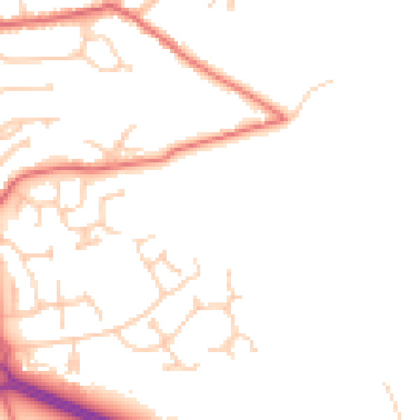 Daytime road noise heatmap for PR9 8SP