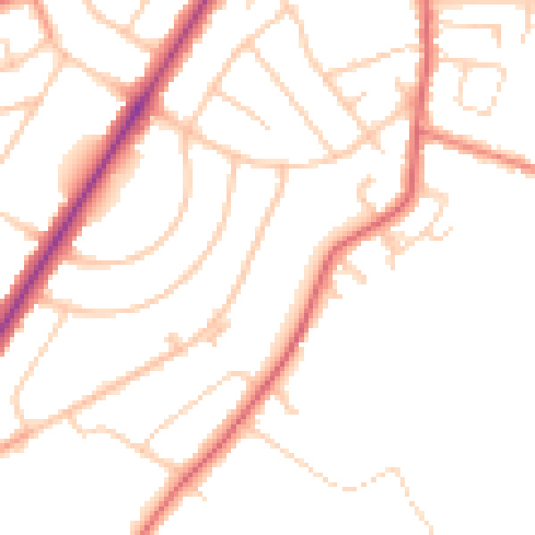 Daytime road noise heatmap for PR9 8ST
