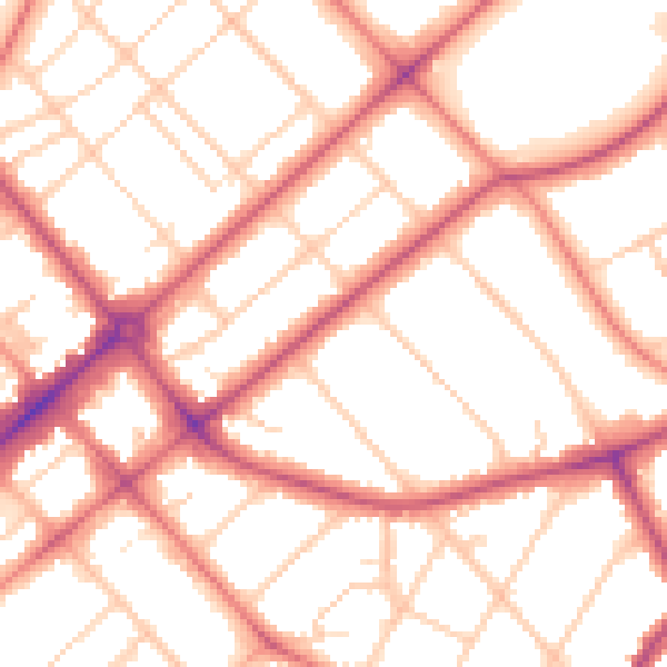 Daytime road noise heatmap for PR9 9EX