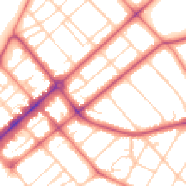 Daytime road noise heatmap for PR9 9HN
