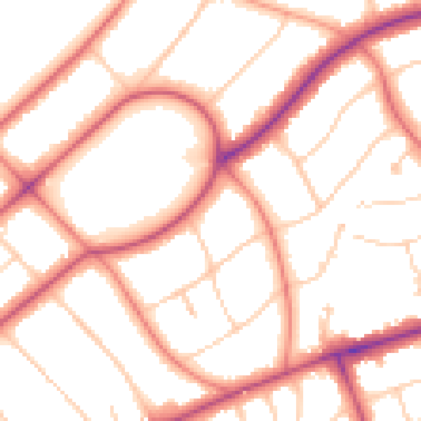 Daytime road noise heatmap for PR9 9ND