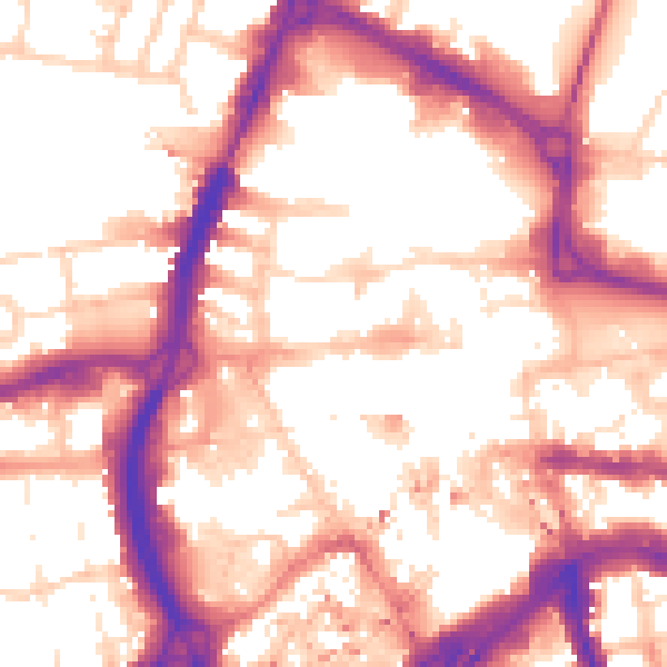 Daytime road noise heatmap for RG1 1BX