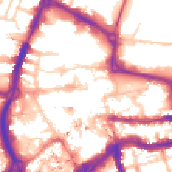 Daytime road noise heatmap for RG1 1DB