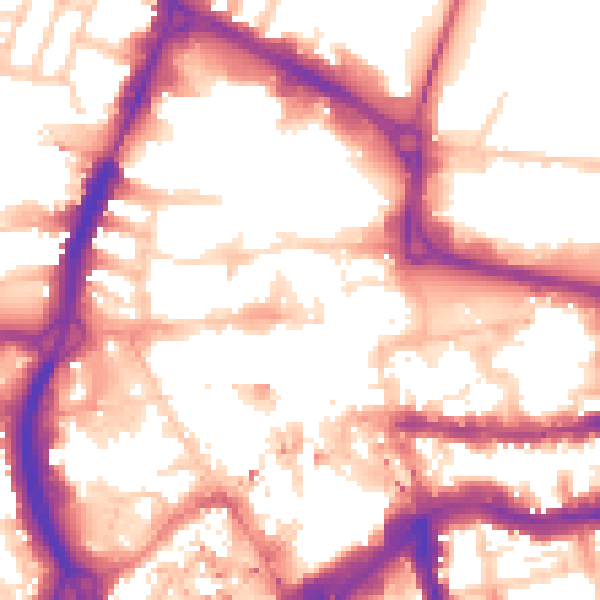 Daytime road noise heatmap for RG1 1DN