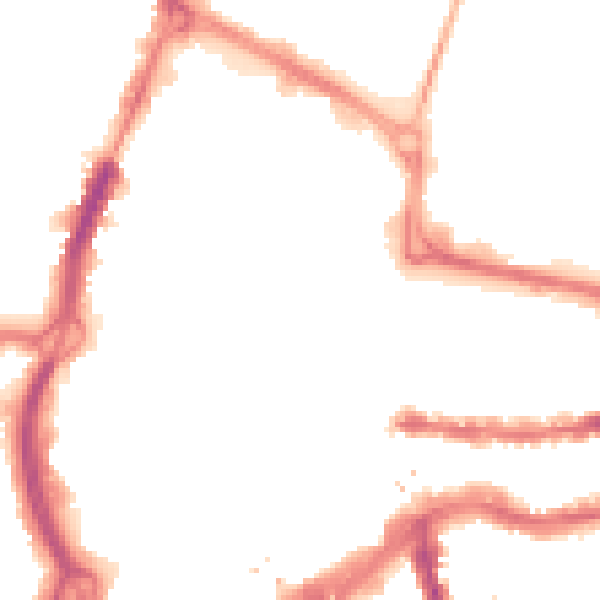 Night-time road noise heatmap for RG1 1DN