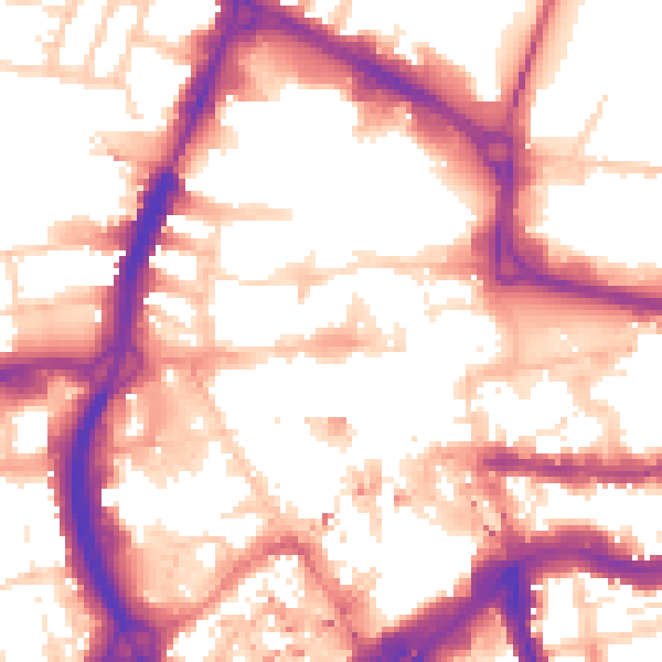 Daytime road noise heatmap for RG1 1DP