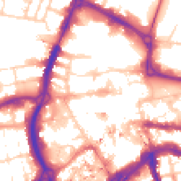 Daytime road noise heatmap for RG1 1DX
