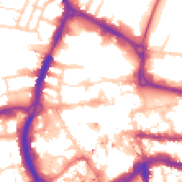 Daytime road noise heatmap for RG1 1EG