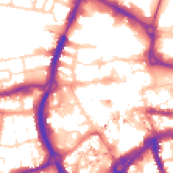 Daytime road noise heatmap for RG1 1EP