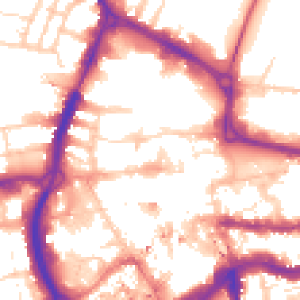 Daytime road noise heatmap for RG1 1EQ