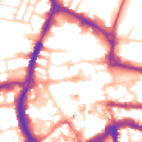 Daytime road noise heatmap for RG1 1ET