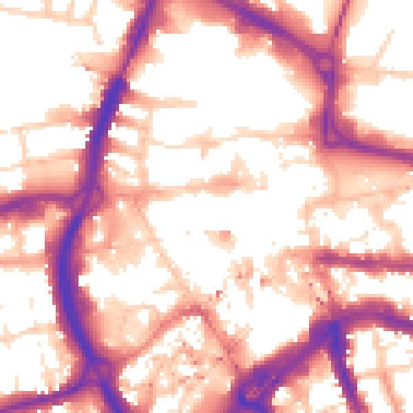 Daytime road noise heatmap for RG1 1EU