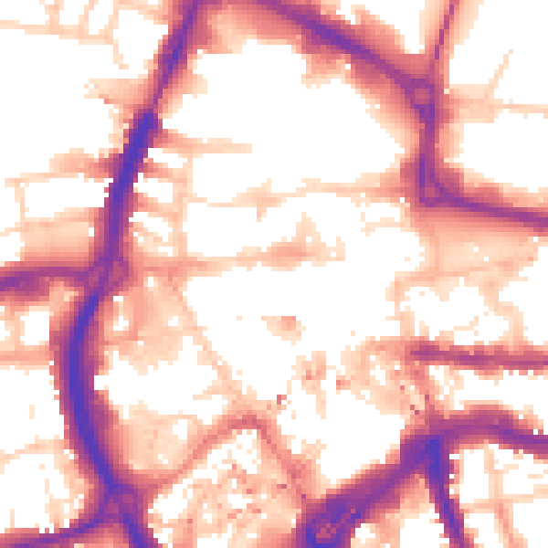 Daytime road noise heatmap for RG1 1EX