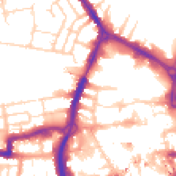 Daytime road noise heatmap for RG1 1HN