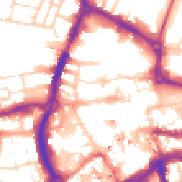 Daytime road noise heatmap for RG1 1JP