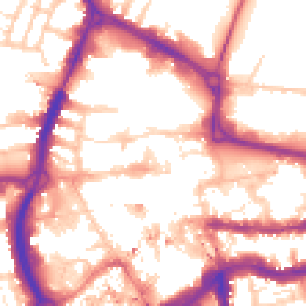 Daytime road noise heatmap for RG1 1JX