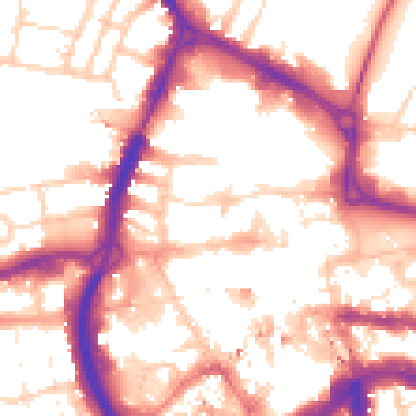Daytime road noise heatmap for RG1 1JY