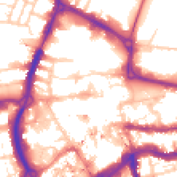 Daytime road noise heatmap for RG1 1LD