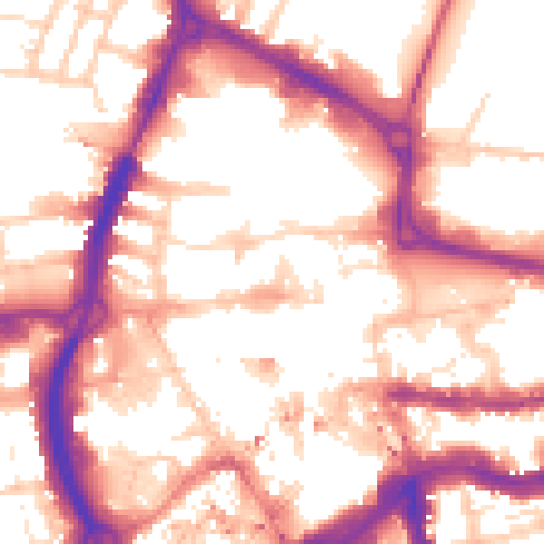 Daytime road noise heatmap for RG1 1LG