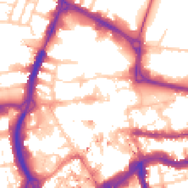 Daytime road noise heatmap for RG1 1LH
