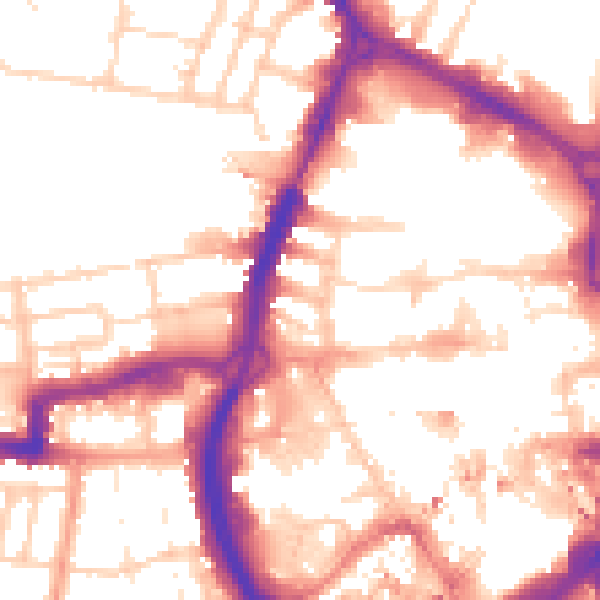 Daytime road noise heatmap for RG1 1NA