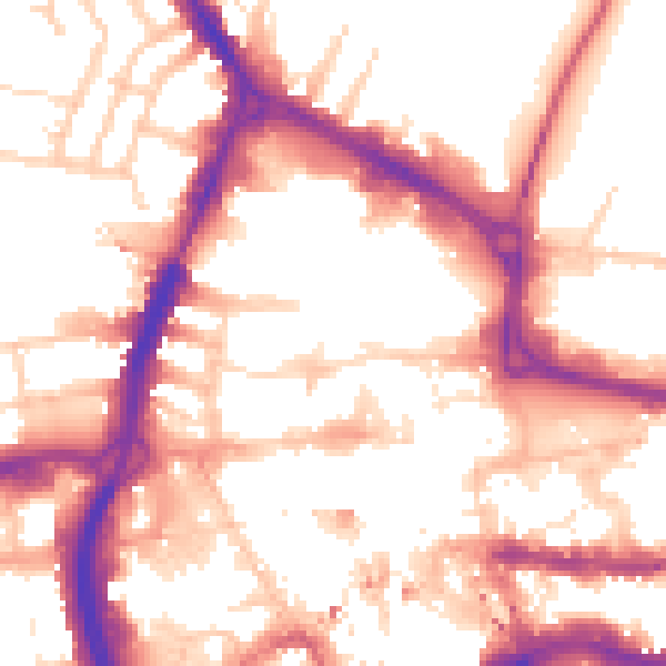 Daytime road noise heatmap for RG1 1NF
