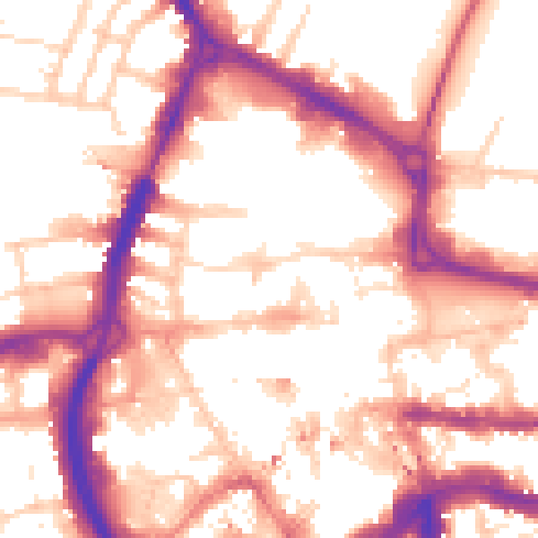 Daytime road noise heatmap for RG1 1NR