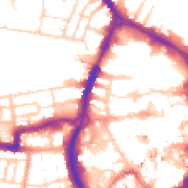 Daytime road noise heatmap for RG1 1NS