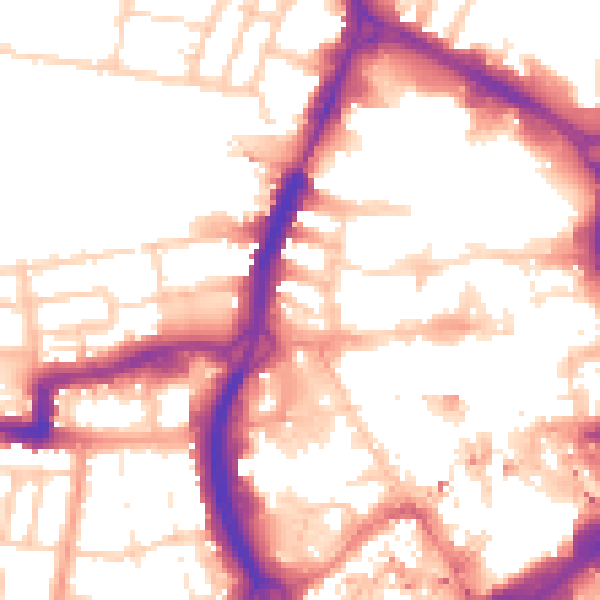 Daytime road noise heatmap for RG1 1NT
