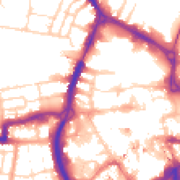 Daytime road noise heatmap for RG1 1NU