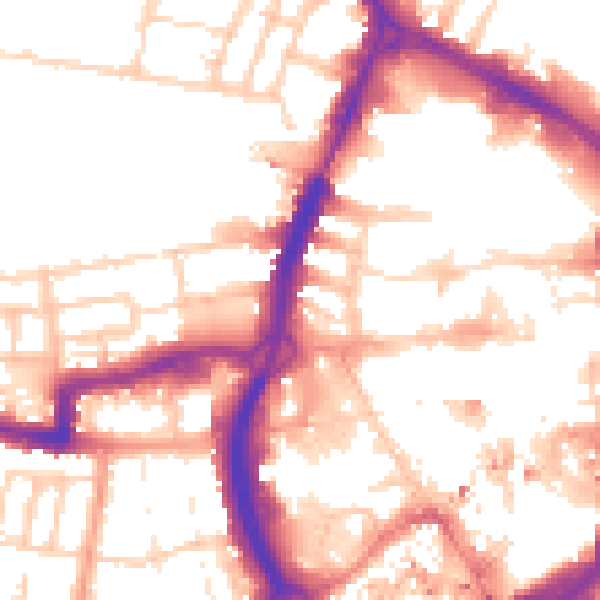 Daytime road noise heatmap for RG1 1NX