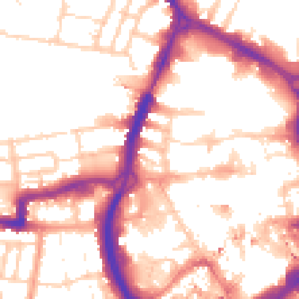 Daytime road noise heatmap for RG1 1NY