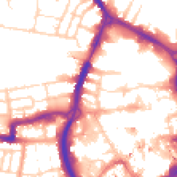 Daytime road noise heatmap for RG1 1NZ
