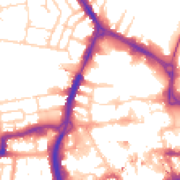Daytime road noise heatmap for RG1 1PA